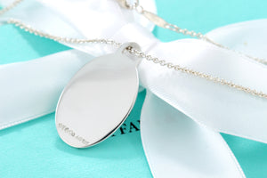 Tiffany & Co. Silver Vintage Plain Oval Tag Chain Necklace