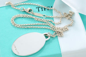 Tiffany & Co. Silver Vintage Plain Oval Tag Chain Necklace