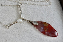 Load image into Gallery viewer, Sterling Silver Red Agate Pearl Bead Drop 20&quot; Necklace
