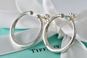 Tiffany & Co. Vintage Silver Open Circle Hoop Stud Earrings w/ 14K Gold Post