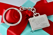 Load image into Gallery viewer, Tiffany &amp; Co. 1837 Silver Suitcase Pendant Key Ring Keychain
