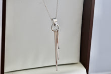 Load image into Gallery viewer, Sterling Silver 3 Dangling Bar Wind Chime Pendant 18&quot; Necklace
