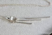 Load image into Gallery viewer, Sterling Silver 3 Dangling Bar Wind Chime Pendant 18&quot; Necklace
