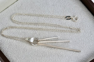 Sterling Silver 3 Dangling Bar Wind Chime Pendant 18" Necklace