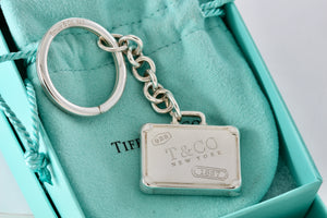 Tiffany & Co. 1837 Silver Suitcase Pendant Key Ring Keychain