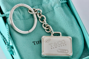 Tiffany & Co. 1837 Silver Suitcase Pendant Key Ring Keychain