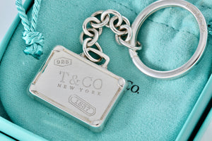 Tiffany & Co. 1837 Silver Suitcase Pendant Key Ring Keychain