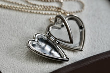 Load image into Gallery viewer, Sterling Silver Etched Floral Design Heart Locket Pendant Beaded 18&quot; Chain Necklace
