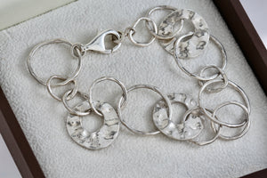 Silpada Sterling Silver Hammered Wavy Circle Link 8" Bracelet