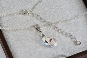 Sterling Silver Crystal Class Teardrop Pendant Necklace