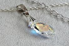 Load image into Gallery viewer, Sterling Silver Crystal Class Teardrop Pendant Necklace
