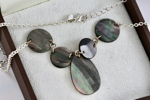 Sterling Silver 5 Abalone Shell Choker Collar Necklace