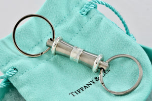 Tiffany & Co. 1837 Titanium & Silver Valet Double Key Ring Keychain