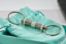 Load image into Gallery viewer, Tiffany &amp; Co. 1837 Titanium &amp; Silver Valet Double Key Ring Keychain
