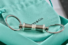 Load image into Gallery viewer, Tiffany &amp; Co. 1837 Titanium &amp; Silver Valet Double Key Ring Keychain
