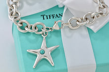 Load image into Gallery viewer, Tiffany &amp; Co. Silver Turquoise Bead Starfish Charm 7.5&quot; Bracelet
