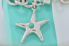 Load image into Gallery viewer, Tiffany &amp; Co. Silver Turquoise Bead Starfish Charm 7.5&quot; Bracelet
