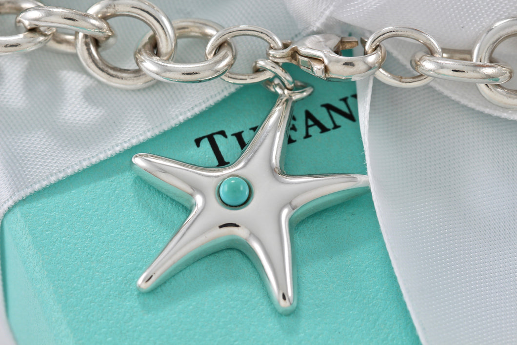 Tiffany & Co. Silver Turquoise Bead Starfish Charm 7.5