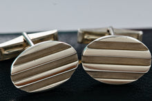 Load image into Gallery viewer, Tiffany &amp; Co. Atlas Silver Groove Oval Cufflinks
