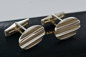 Tiffany & Co. Atlas Silver Groove Oval Cufflinks