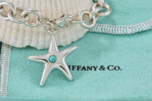 Load image into Gallery viewer, Tiffany &amp; Co. Silver Turquoise Bead Starfish Charm 7.5&quot; Bracelet
