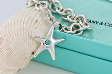 Load image into Gallery viewer, Tiffany &amp; Co. Silver Turquoise Bead Starfish Charm 7.5&quot; Bracelet
