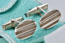 Load image into Gallery viewer, Tiffany &amp; Co. Atlas Silver Groove Oval Cufflinks
