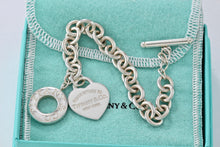 Load image into Gallery viewer, Return To Tiffany &amp; Co. Silver Heart Charm 10mm Link Toggle 7.5&quot; Bracelet
