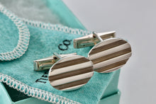 Load image into Gallery viewer, Tiffany &amp; Co. Atlas Silver Groove Oval Cufflinks
