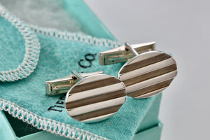 Tiffany & Co. Atlas Silver Groove Oval Cufflinks