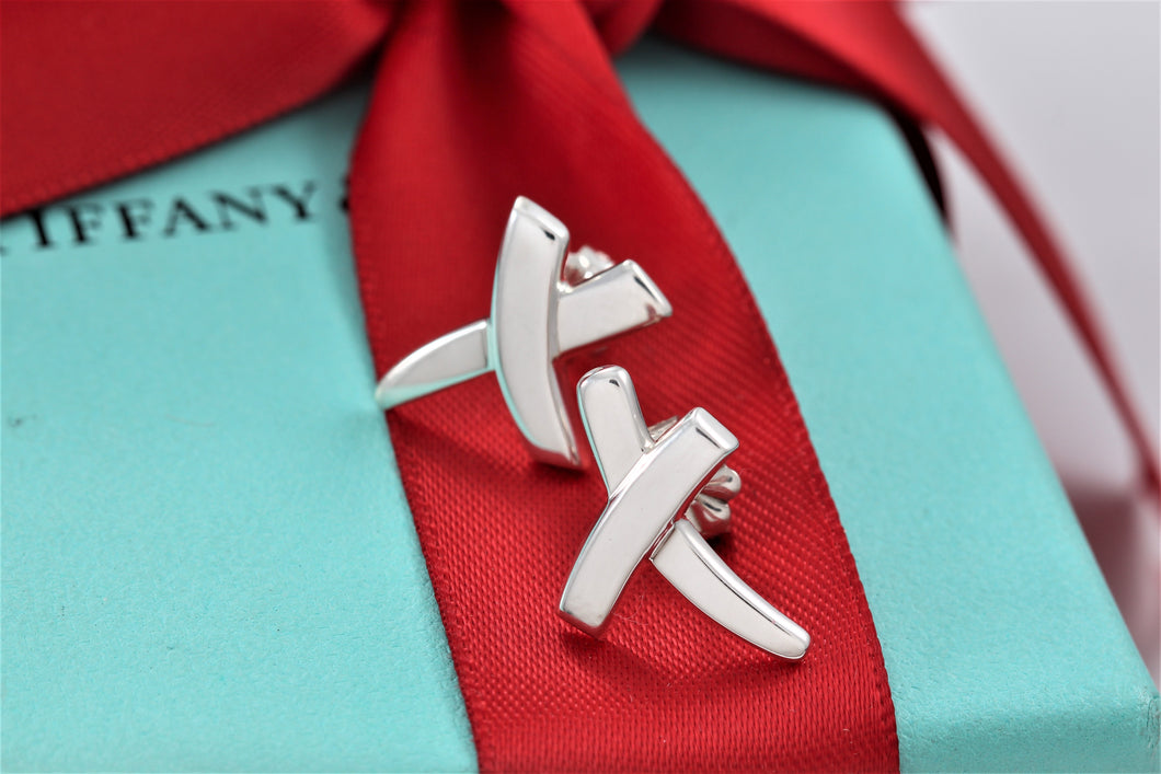Tiffany & Co. Paloma Picasso Silver ''X'' Stud Earrings