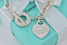 Load image into Gallery viewer, Return To Tiffany &amp; Co. Silver Heart Charm 10mm Link Toggle 7.5&quot; Bracelet
