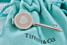 Load image into Gallery viewer, Tiffany &amp; Co. Pink Peach Enamel Round Heart Key 1.75” Pendant
