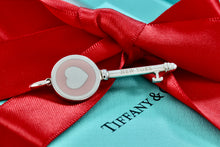 Load image into Gallery viewer, Tiffany &amp; Co. Pink Peach Enamel Round Heart Key 1.75” Pendant
