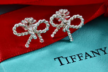 Load image into Gallery viewer, Tiffany &amp; Co. Silver Small Twist Bow Ribbon Stud Earrings
