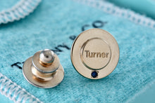 Load image into Gallery viewer, Tiffany &amp; Co. &quot;Turner&quot; Gold &amp; Silver Blue Sapphire Pin
