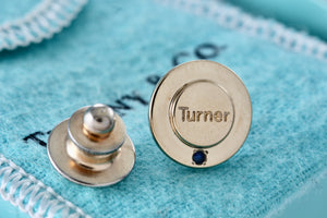 Tiffany & Co. "Turner" Gold & Silver Blue Sapphire Pin