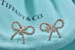 Tiffany & Co. Silver Small Twist Bow Ribbon Stud Earrings