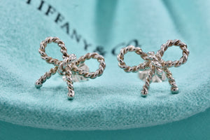 Tiffany & Co. Silver Small Twist Bow Ribbon Stud Earrings