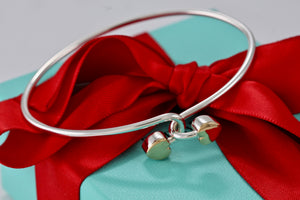 Tiffany 18K Gold & Silver Interlocking Hearts Bangle Bracelet