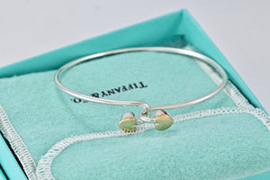 Tiffany 18K Gold & Silver Interlocking Hearts Bangle Bracelet