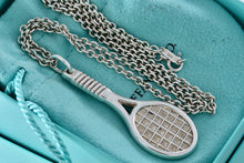 Load image into Gallery viewer, Tiffany &amp; Co. Large Silver Tennis Racket 2&quot; Pendant 18 inch Necklace
