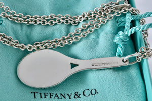 Tiffany & Co. Large Silver Tennis Racket 2" Pendant 18 inch Necklace