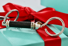 Load image into Gallery viewer, Tiffany &amp; Co. Silver Carbon Fiber Valet Double Key Ring Keychain
