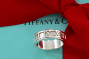 Tiffany & Co. Atlas Silver Roman Numeral Original Band Ring