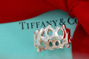 Tiffany & Co. Paloma Picasso Silver Hugs & Kisses Wide Band Ring