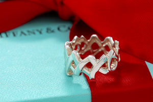 Tiffany & Co. Paloma Picasso Silver Hugs & Kisses Wide Band Ring