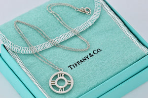 Tiffany & Co. Atlas Small Circle Roman Numerals Medallion Necklace