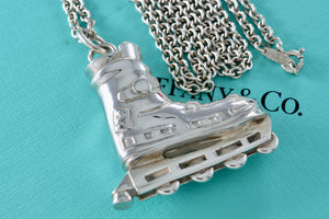 Tiffany & Co. Very Heavy Silver Roller Blade Skate Pendant 24" Thick Chain Necklace