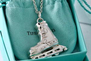 Tiffany & Co. Very Heavy Silver Roller Blade Skate Pendant 24" Thick Chain Necklace